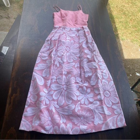 Vintage Handmade Pink Floral Women’s Spaghetti Straps Maxi Dress - Picture 11 of 15